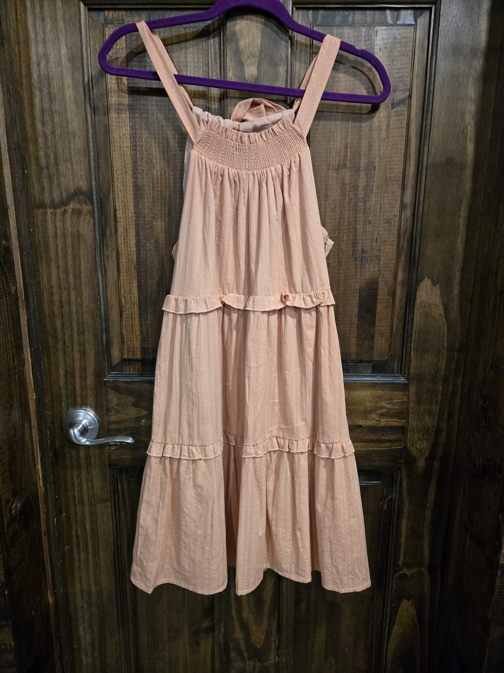 Paper Crane Peach Smocked Tiered Sundress